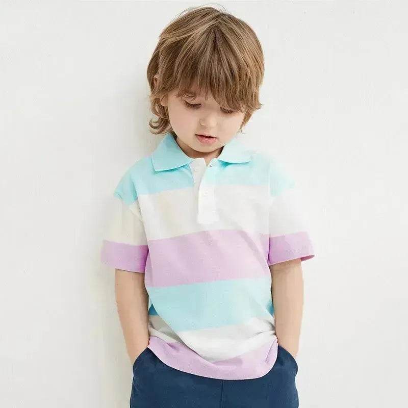 Polo Shirt  for boys Short Sleeve Striped  cotton shirt for baby boys - www.Shopthatapp.com