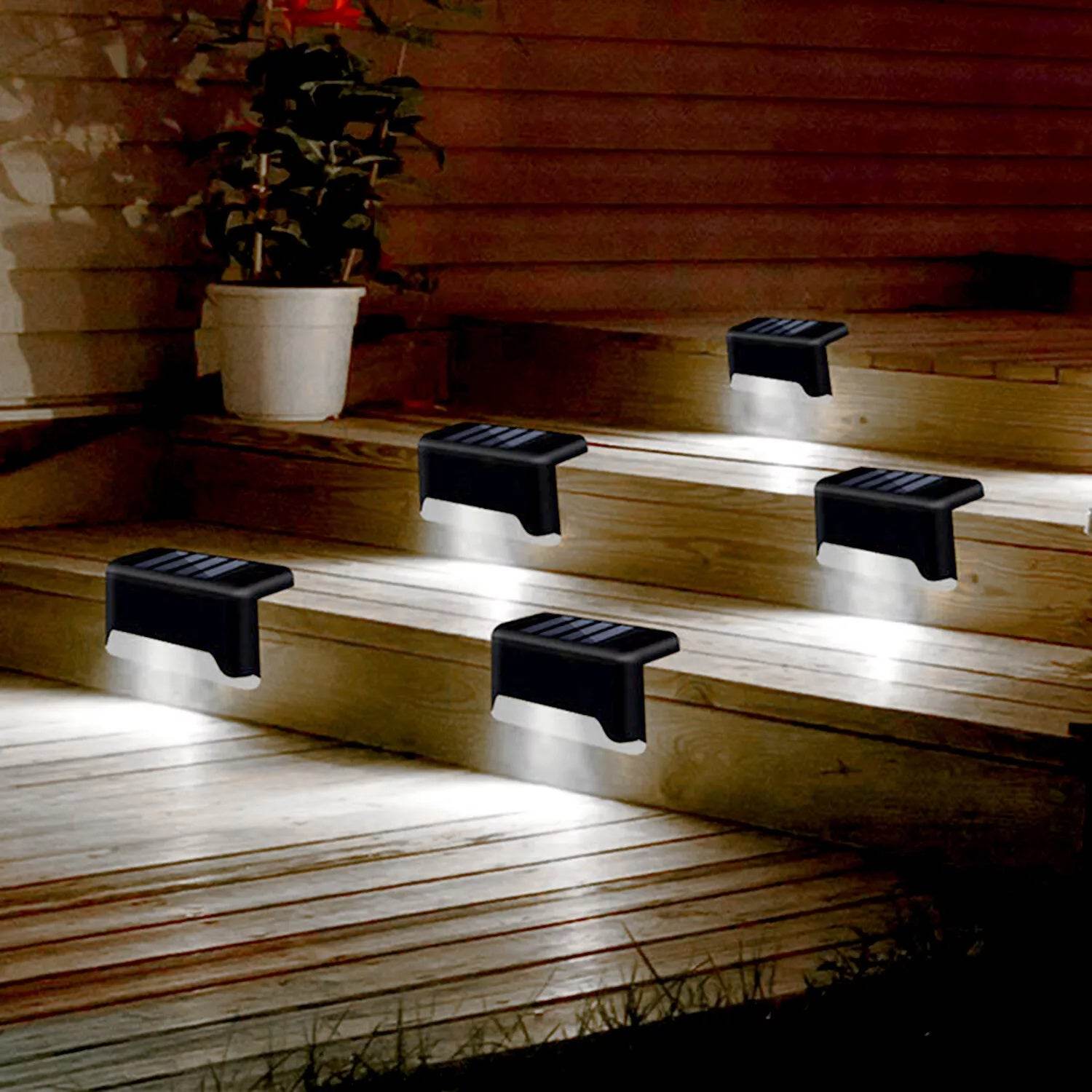 4 Solar LED Bright Deck Lights Outdoor Garden Patio Railing Decks Path Lighting Outdoor Garden Light Deck Lamp Solar Stairs Light - www.Shopthatapp.com
