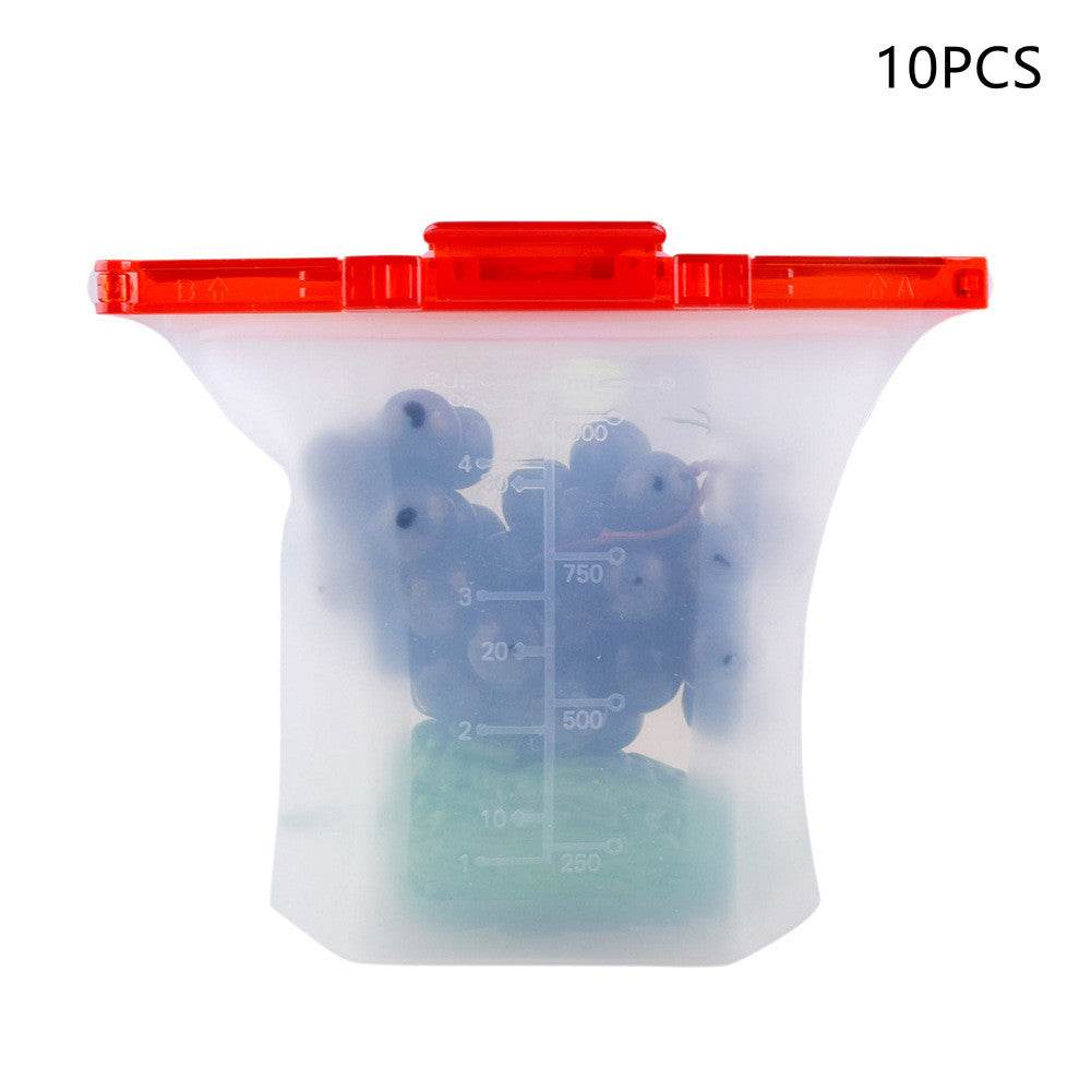 10pcs Kitchen Refrigerator Silicone Food Storage Bag - www.Shopthatapp.com
