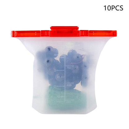 10pcs Kitchen Refrigerator Silicone Food Storage Bag - www.Shopthatapp.com