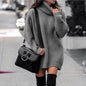 Autumn Winter Solid Cashmere oversized Knitted Mini Turtleneck Sweater Dress - www.Shopthatapp.com