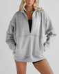 Women's Half Zipper Pocket Fashion Casual Exercise Oversized Sweatshirt Pullover - www.Shopthatapp.com