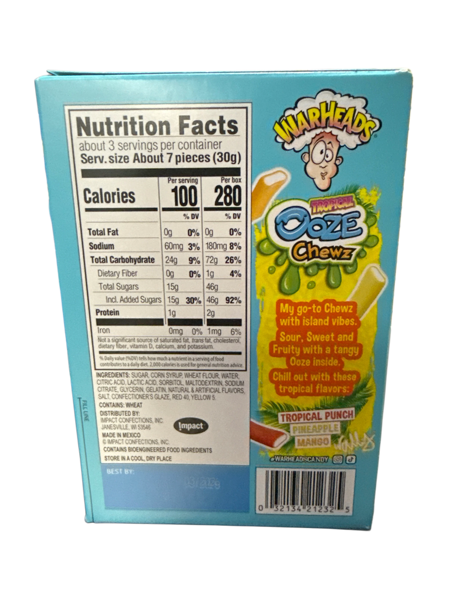 Warheads Sour Tropical Ooze Chewz 85G U.S Edition