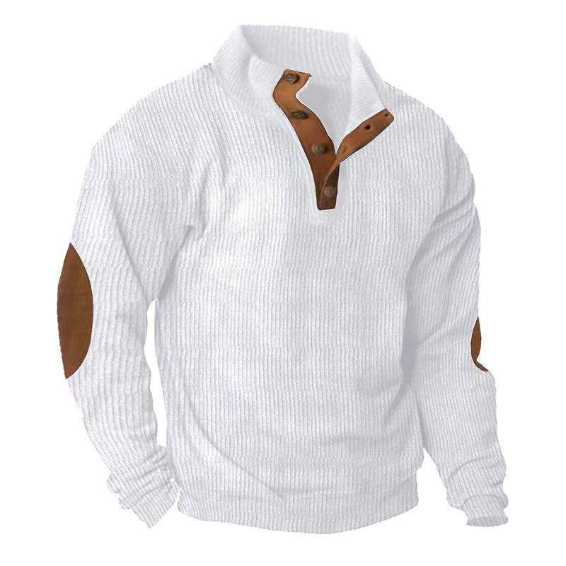 Corduroy Casual Stand Collar Long-sleeved Sweater men - www.Shopthatapp.com