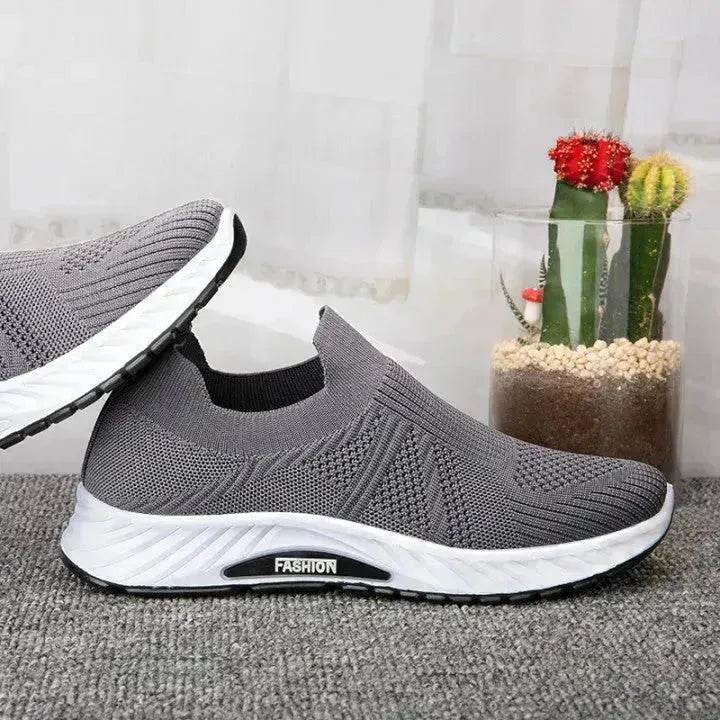 Casual Slip-on Mesh Sports Shoes Flying Woven Soft Breathable  Running Walking Flat Shoes Men - www.Shopthatapp.com