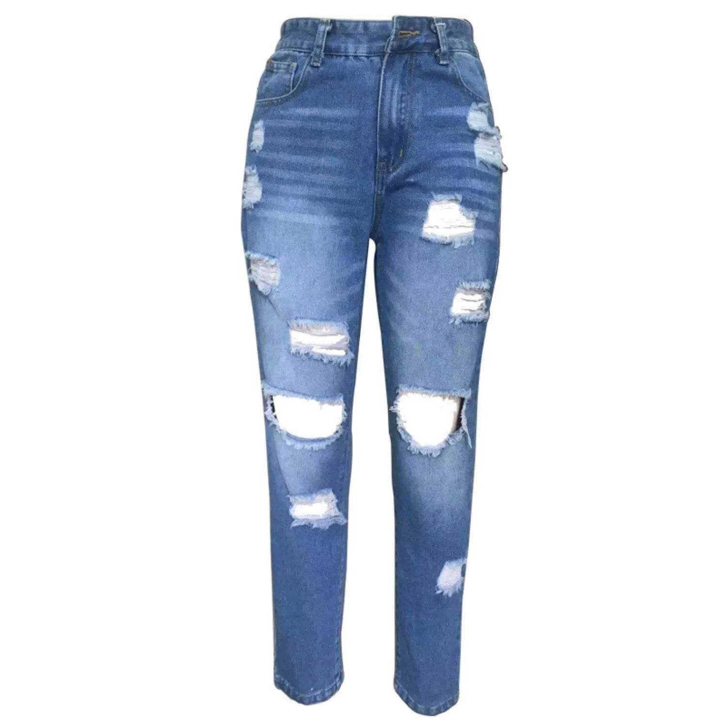Ripped Slim Fit Baggy Jeans Pant For Women - www.Shopthatapp.com