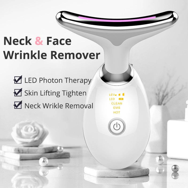 LED neck beauty device - Photon Therapy Neck Beauty Anti Wrinkle Machine EMS Tighten Massager - www.Shopthatapp.com