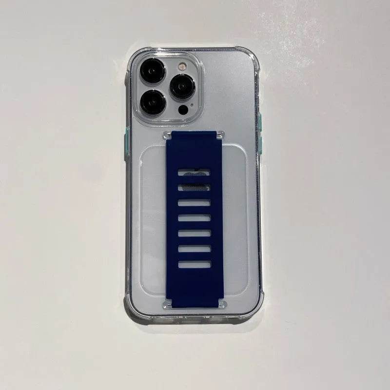 Transparent Case Wrist Strap Bracket Non-slip Phone Case - www.Shopthatapp.com