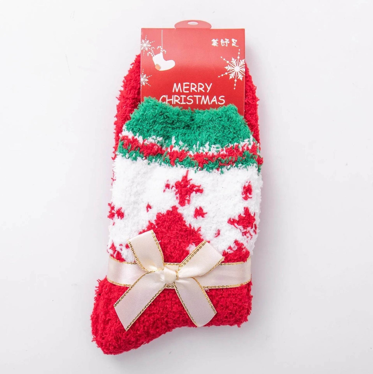 Winter Christmas Stockings Women's Thickened Bow Long Tube Fleece-lined - www.Shopthatapp.com
