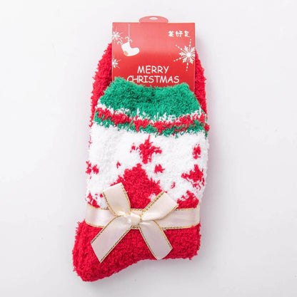 Winter Christmas Stockings Women's Thickened Bow Long Tube Fleece-lined - www.Shopthatapp.com
