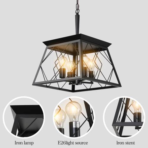 4 Lights Farmhouse Chandelier For Dining Room Black - www.Shopthatapp.com