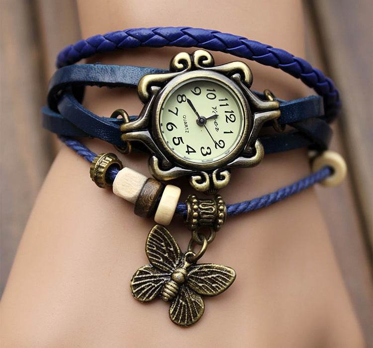 Cowhide winding bracelet watch - www.Shopthatapp.com