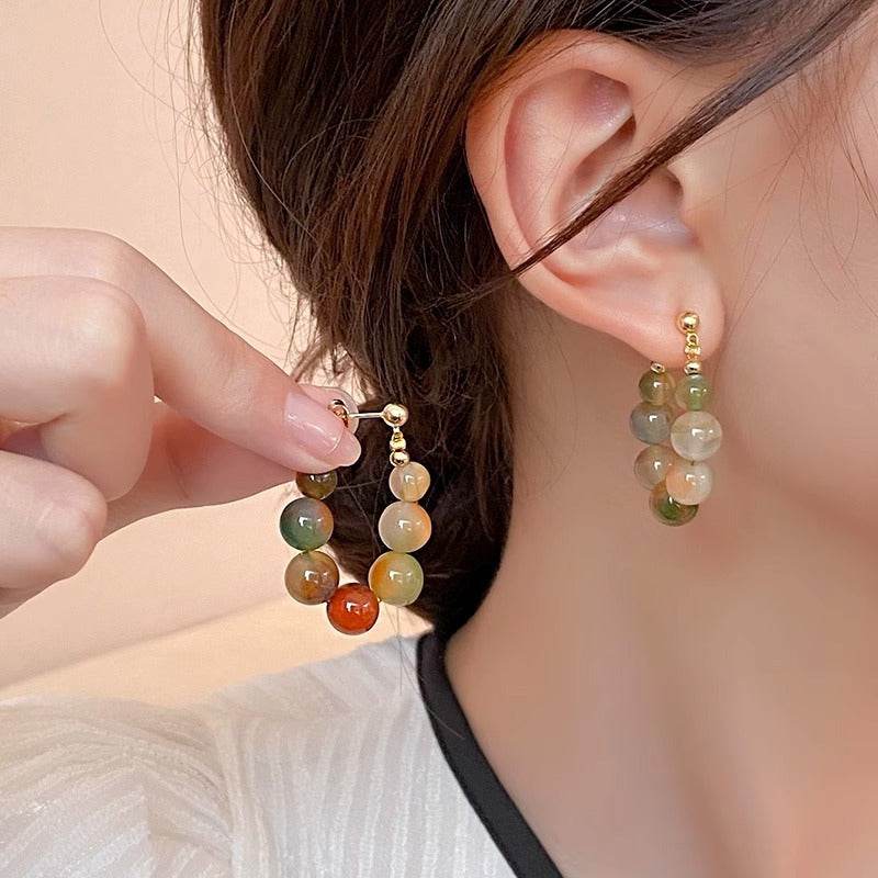 Peacock Agate Jade Beaded Earrings - www.Shopthatapp.com