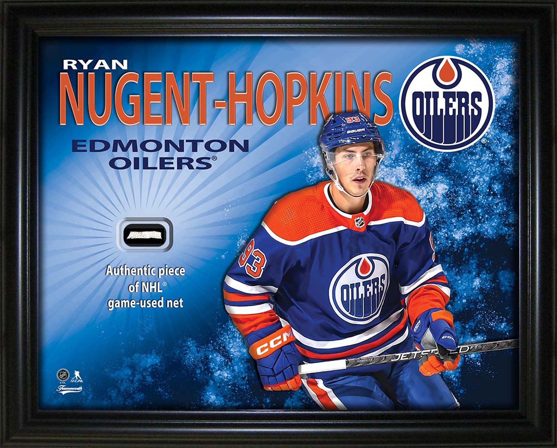 Ryan Nugent-Hopkins 16x20 PhotoGlass Frame with Authentic NHL Game-Used Net – Edmonton Oilers - www.Shopthatapp.com