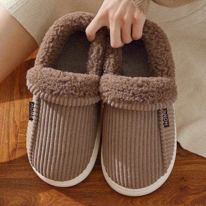 Ankle Wrap Cotton Slippers Winter Women's Plus Size Thickened Fleece-lined Warm Slugged Bottom - www.Shopthatapp.com