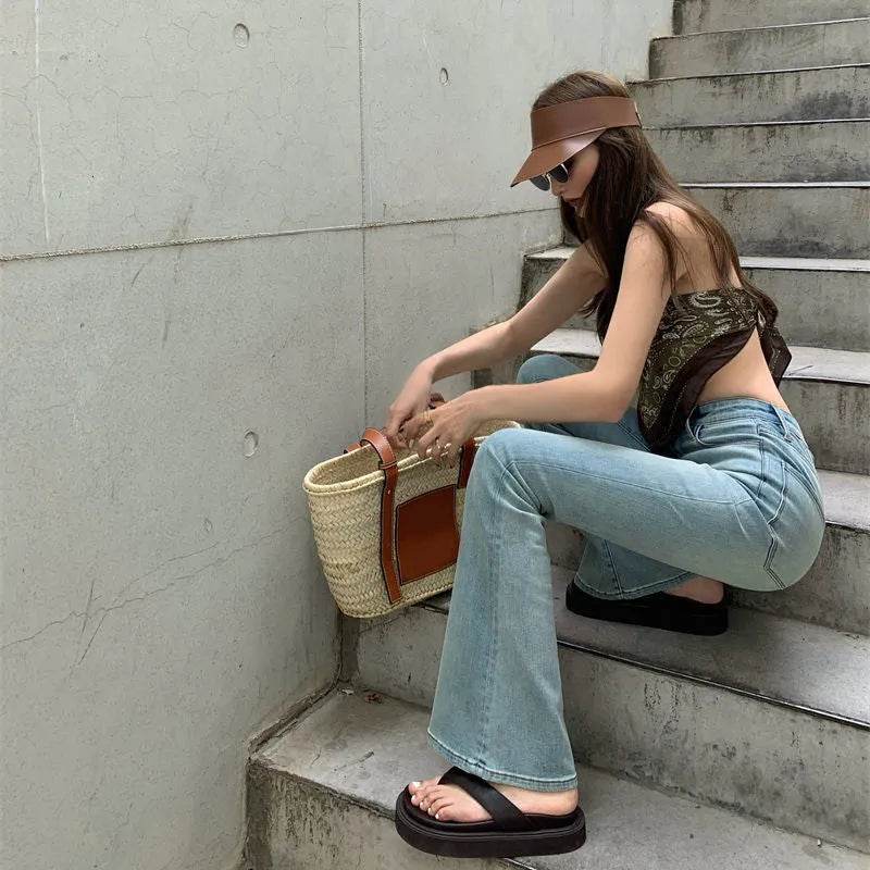 Retro Bootcut Jeans Women's Thin Section High Waist Slim Fit - www.Shopthatapp.com