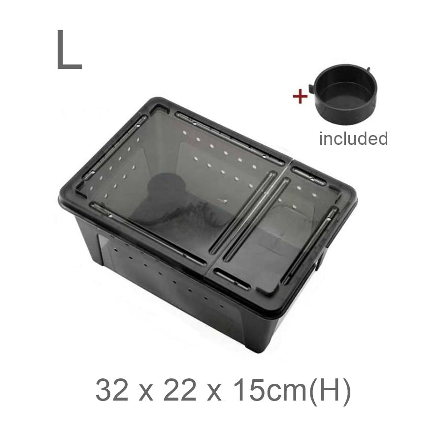 Hinged Lid Reptile Stackable Box (Black) - www.Shopthatapp.com