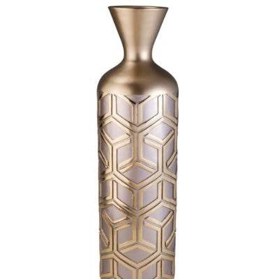 22 Tall Polyresin Decorative Vase, Weave Rose Gold Design - www.Shopthatapp.com
