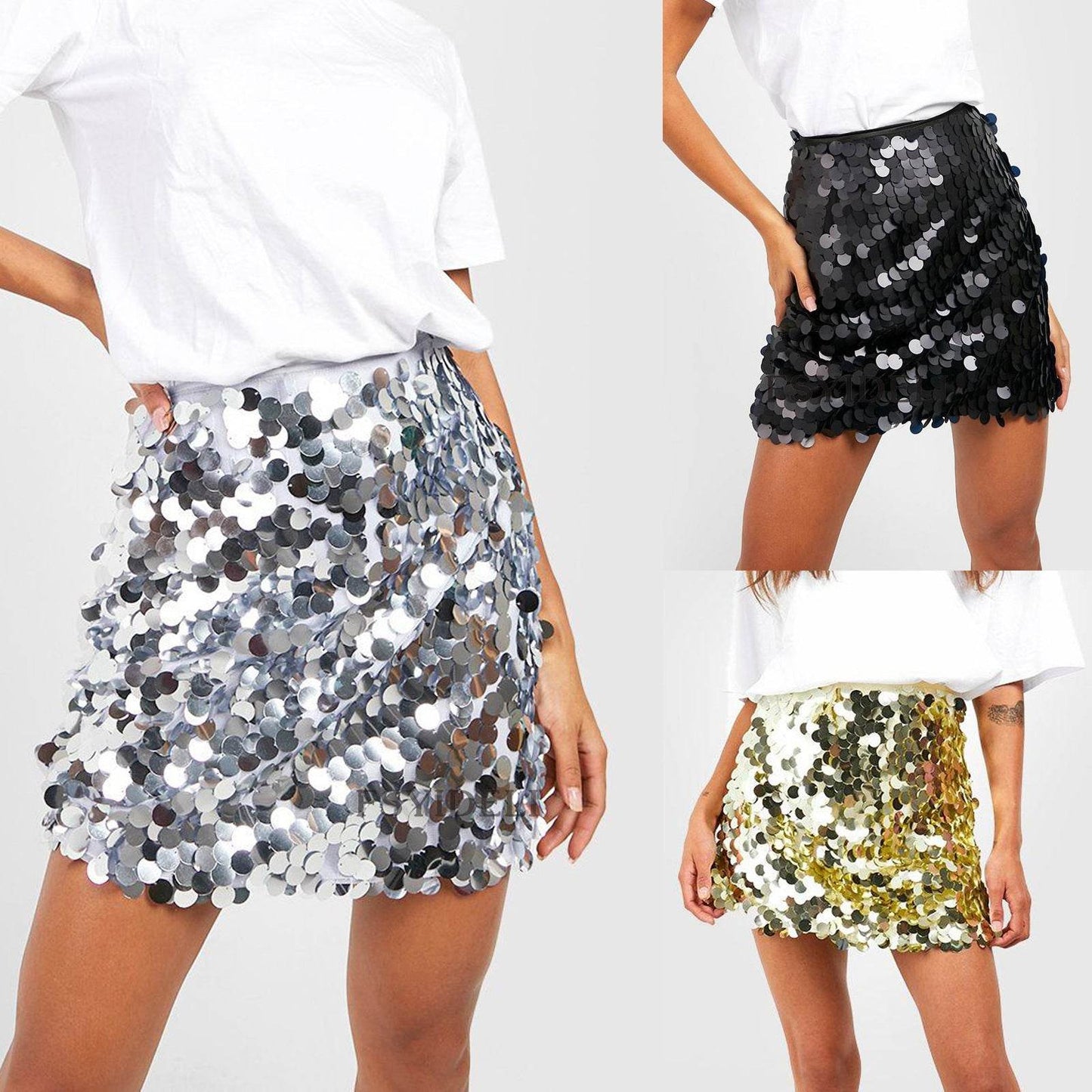 High Waist Sequined Mini Skirt - www.Shopthatapp.com