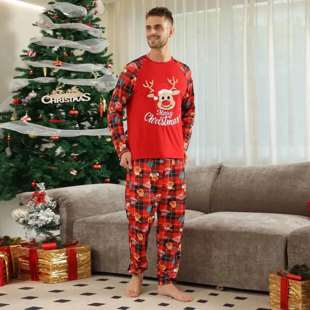 European And American Long Sleeve Home Wear Printed Plaid Christmas Suit - www.Shopthatapp.com