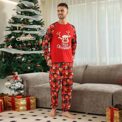 European And American Long Sleeve Home Wear Printed Plaid Christmas Suit - www.Shopthatapp.com