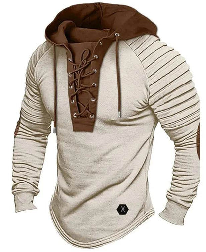 Spring And fall Pure Color Tied Hoodie Street fashion Bronzing Lacing Sweatshirt - www.Shopthatapp.com