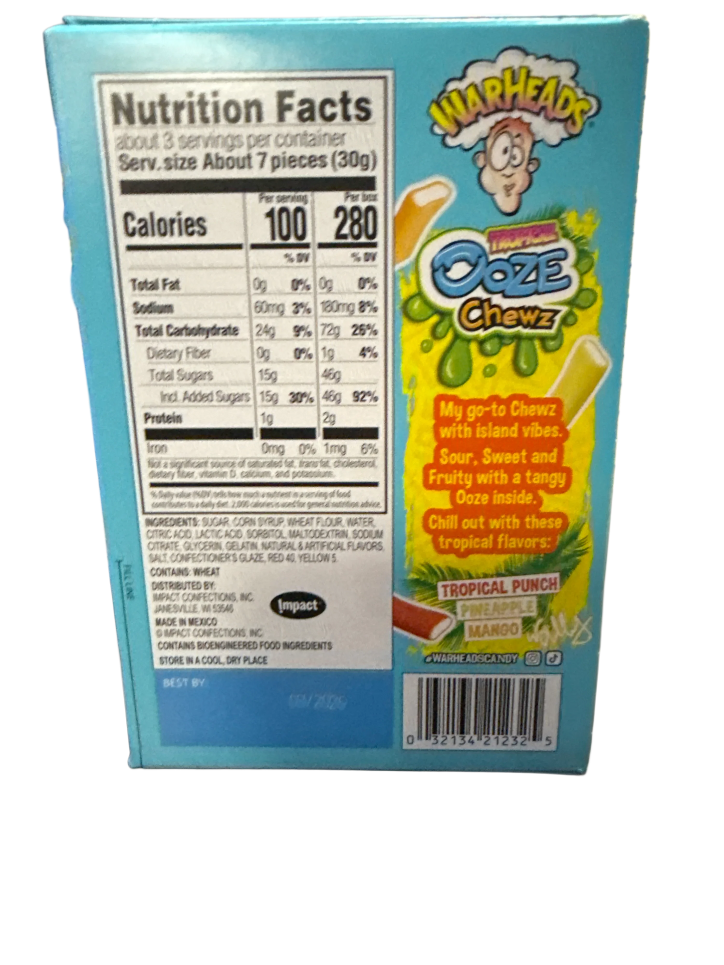 Warheads Sour Tropical Ooze Chewz 85G U.S Edition