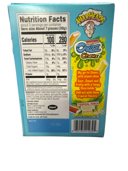 Warheads Sour Tropical Ooze Chewz 85G U.S Edition