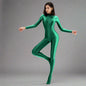 AMORESY Spandex Nylon Full Bodysuit Zentai with Cleavage Zipper Shinny Cosplay Jumpsuit - www.Shopthatapp.com
