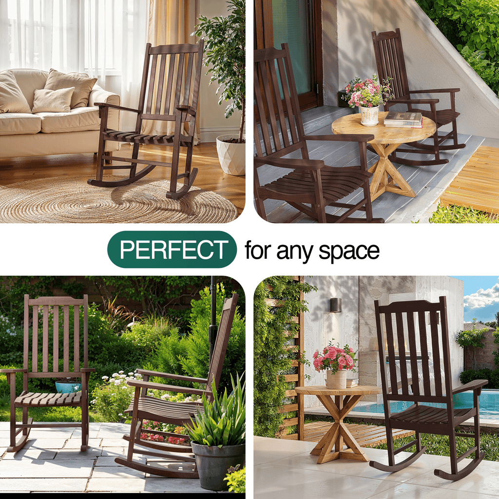 Tranquillo Oasis Wooden Rocking Chair for Patio, Porch, or Indoor Use - www.Shopthatapp.com