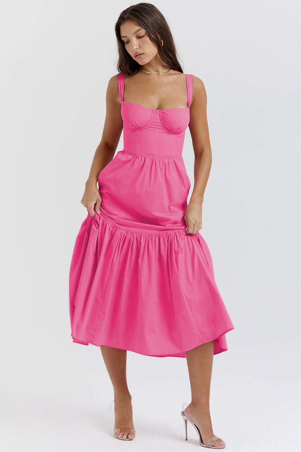 Spring And Summer Comely Pastoral Style Sling Floral A Swing Cake Dress - www.Shopthatapp.com