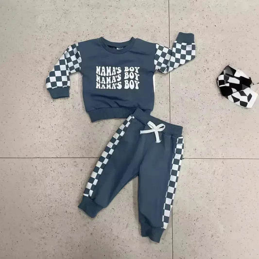Children Plaid Printed Long-sleeve Sweater Set Casual baby outfit for Boys Baby two piece for boys - www.Shopthatapp.com