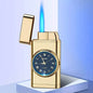 New Lighter With Electric Watch Rocker Arm Automatic Ignition Straight Blue Flame Lighter Creative Real Dial Inflatable Windproof Cigar Lighter Men's Watch Gift - www.Shopthatapp.com