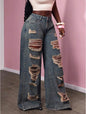 Women's Retro Distressed Kimchi Wide-leg Jeans - www.Shopthatapp.com