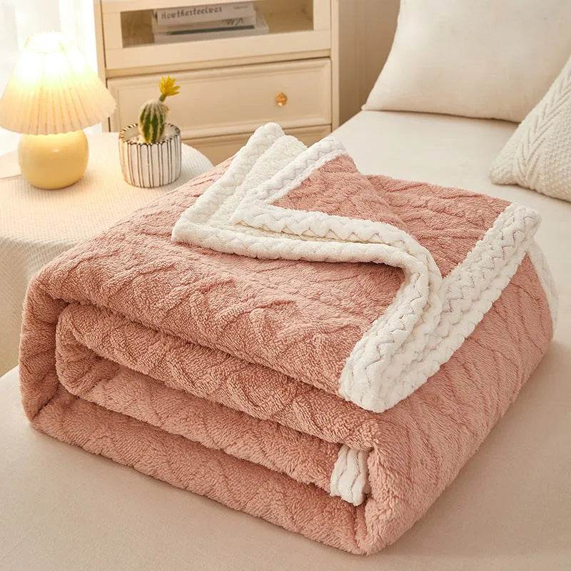 Blanket Double Thickened Warm Coral Fleece Sofa Winter Blanket - www.Shopthatapp.com