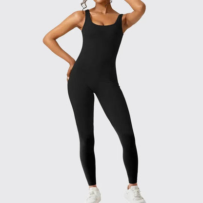Women Sleeveless Flare Long Pant Yoga Fitness Jumpsuits - www.Shopthatapp.com