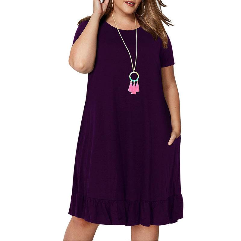 Plus Size Summer Dresses Round neck Short Sleeve Mini dress
