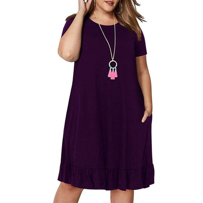 Plus Size Summer Dresses Round neck Short Sleeve Mini dress