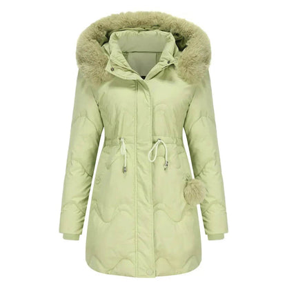 Autumn Winter Fur Collar cotton padded long winter jacket for women - www.Shopthatapp.com