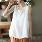 Casual Cotton And Linen Art Solid Color Loose-fitting Versatile summer blouse Top  For Women - www.Shopthatapp.com