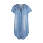 Round Neck Pleated Loose Solid Color Casual Plus Size Denim Dress - www.Shopthatapp.com
