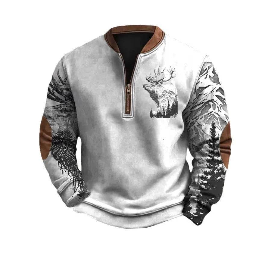 Men Polo Half Zipper  Sweatshirt Men's 3D Printing Pullover top - www.Shopthatapp.com