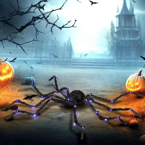 HOMCOM 3.25 Outdoor Halloween Decoration, Light-up Oversized Spider Halloween Prop With Light Up Bendable Legs - www.Shopthatapp.com