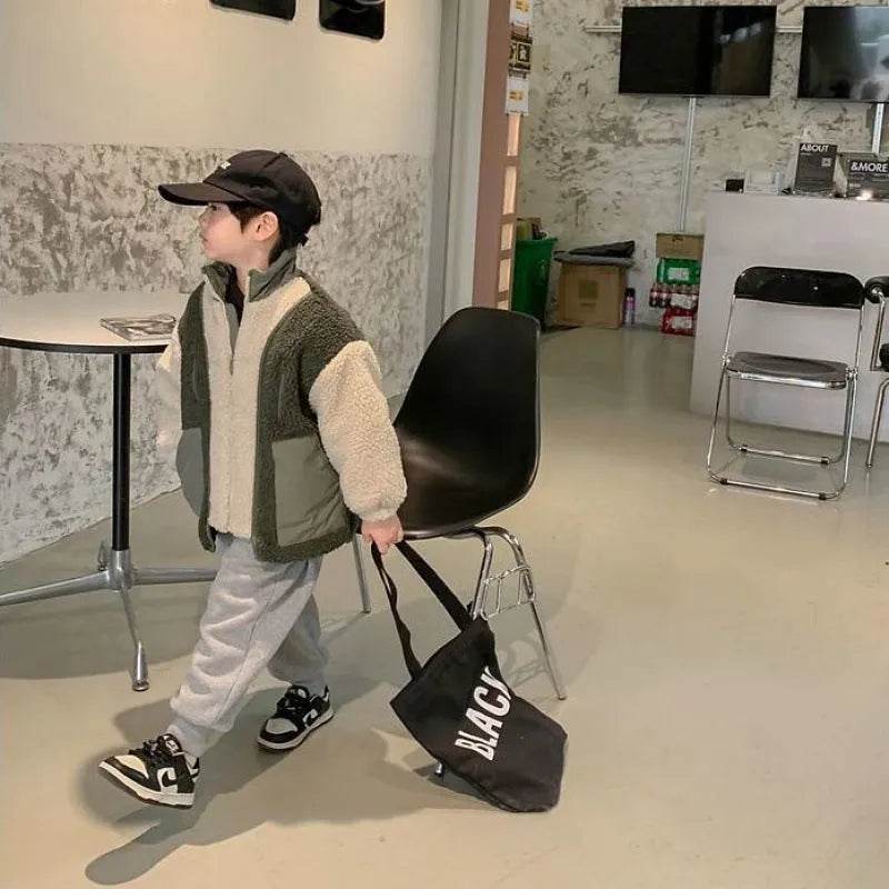 Children Lambswool fleece  Warm Thickened Winter coat Cardigan Kids - www.Shopthatapp.com