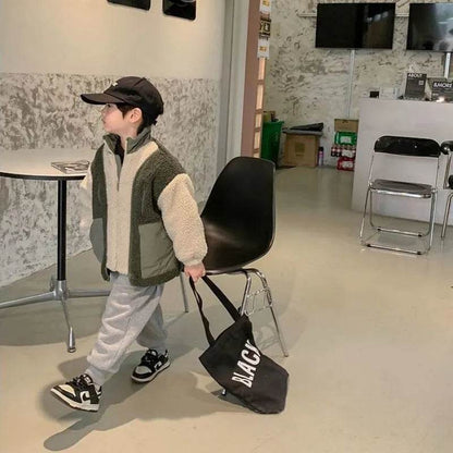 Children Lambswool fleece  Warm Thickened Winter coat Cardigan Kids - www.Shopthatapp.com