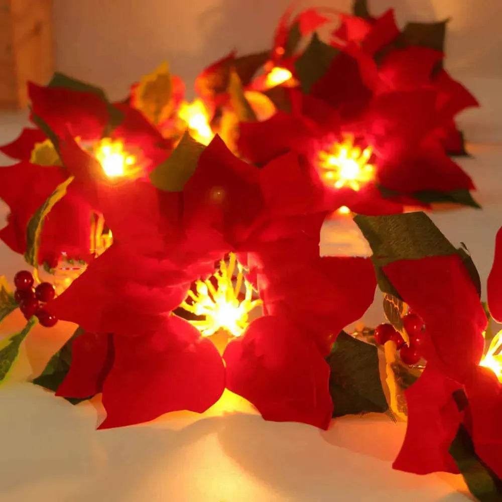 Door Frame Escalator Decoration Red Flower String Lights - www.Shopthatapp.com