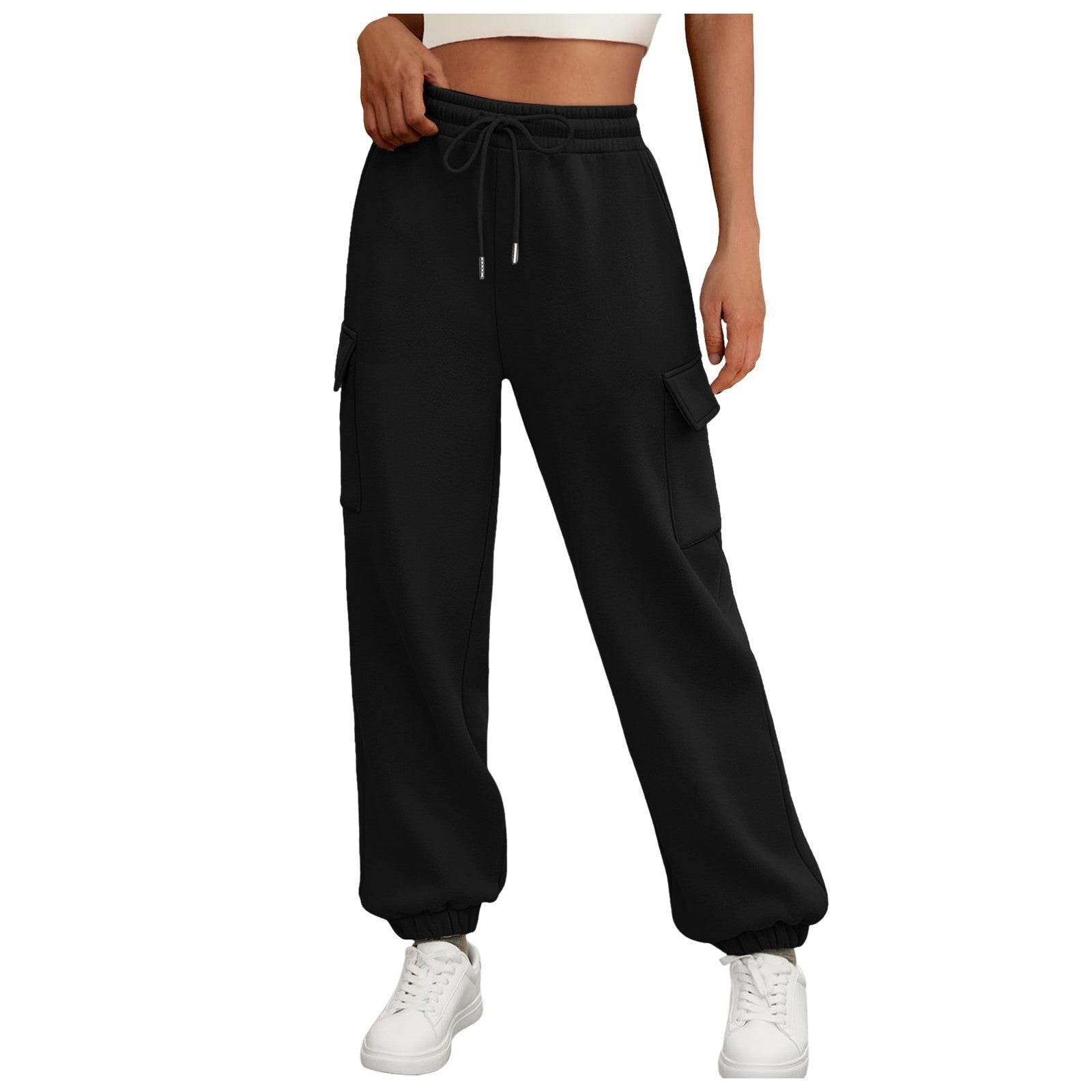 Women's Sweatpants Fleece Lined Baggy Athletic Jogger Trousers With Pockets Fall Casual Trendy Cargo Pants Fall Outfits - www.Shopthatapp.com