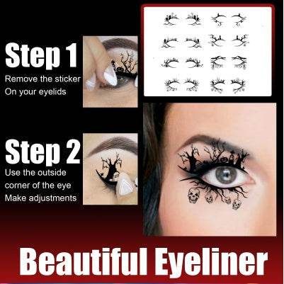 Halloween Eyeliner Patch, Scary Fashion Party Makeup Kit Bat Spider Decorative Eyeliner Eyeshadow Patch - www.Shopthatapp.com