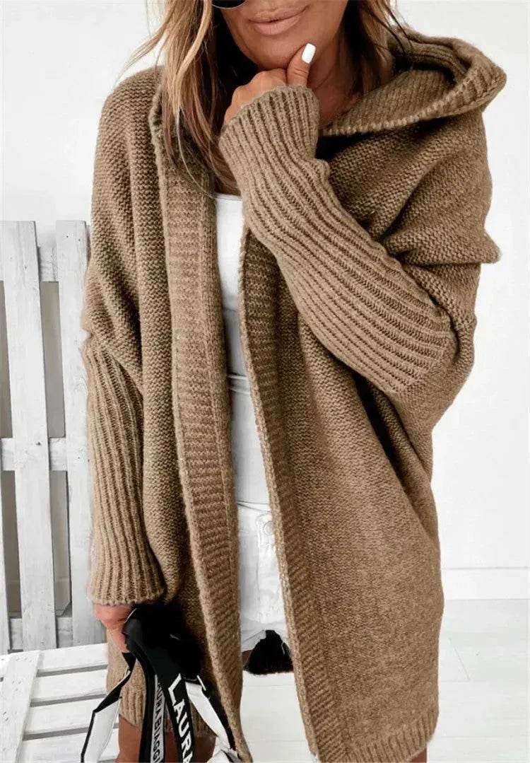 Oversized Head cover Knitted Long Kimono Cashmere Cardigan for Women - www.Shopthatapp.com