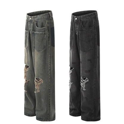 Pocket Design Loose Denim Straight-leg Trousers Men Jeans - www.Shopthatapp.com